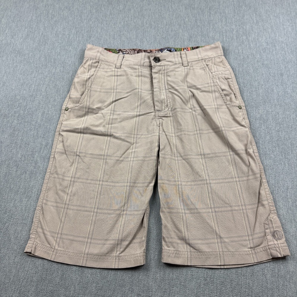 Lululemon Shorts Mens 31 Brown Plaid Classic 12" Chino Golf Athletic Casual